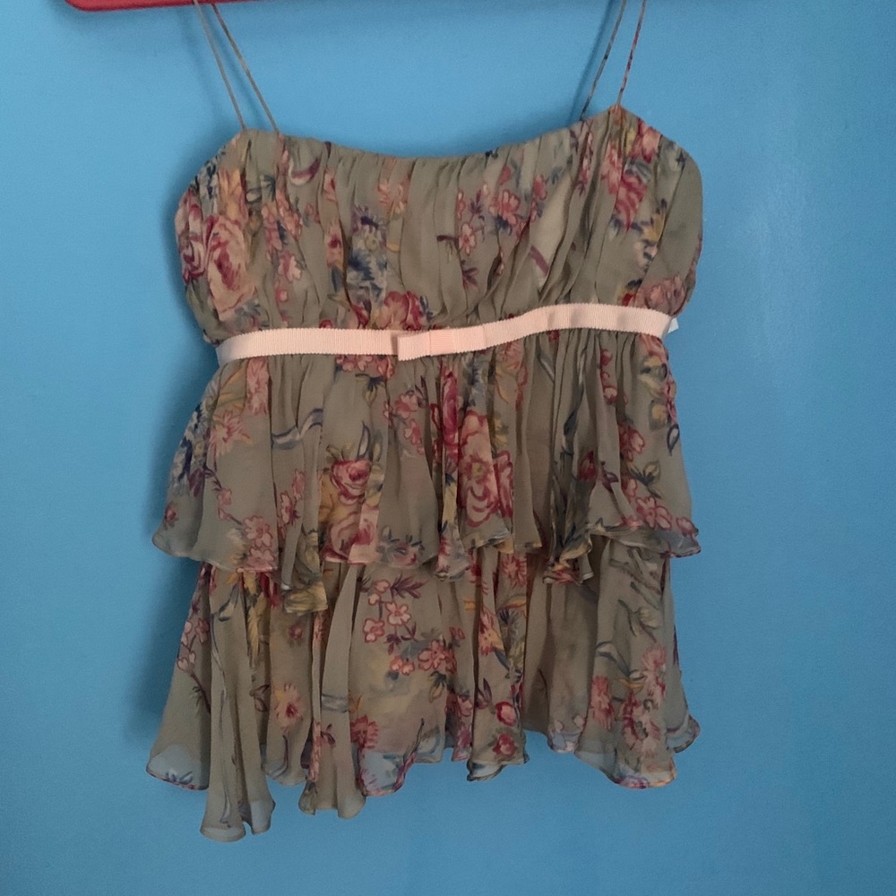 Jill Stuart VTG Y2K  Silk Floral Babydoll Tier Cami Top NWT size S
